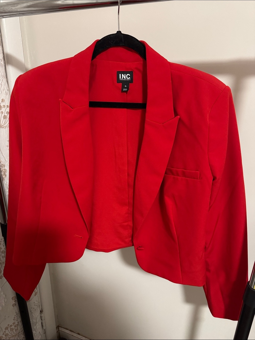 INC International Concepts Vibrant Red Cropped Blazer